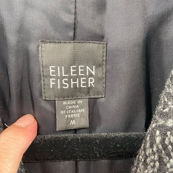 Eileen Fisher Black Gray Wool Blend Jacket Size Medium - Picture 2 of 7